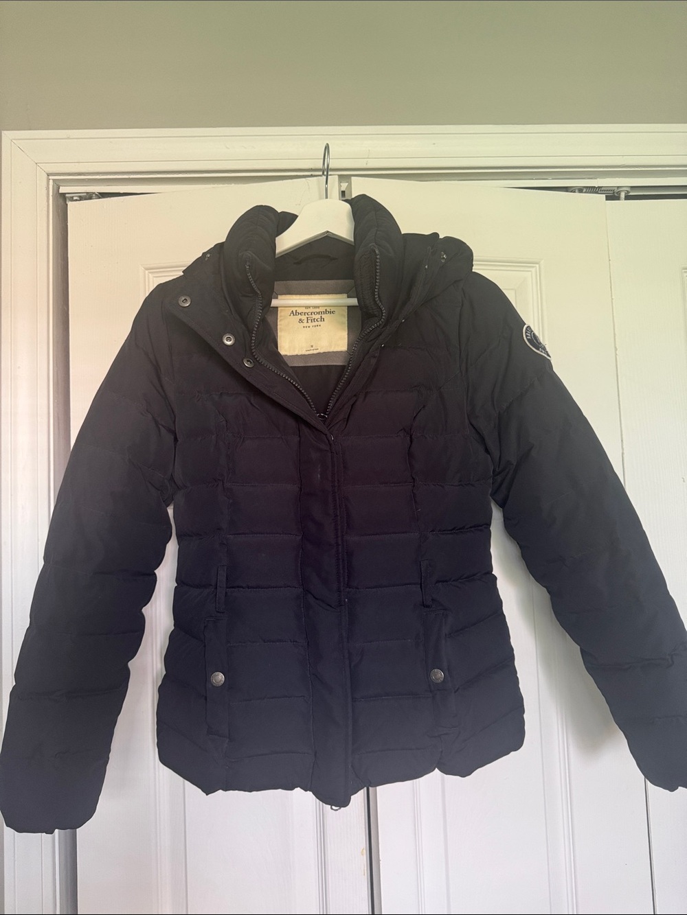 Abercrombie & Fitch Navy Quilted Puffer Jacket with Hood Sz M